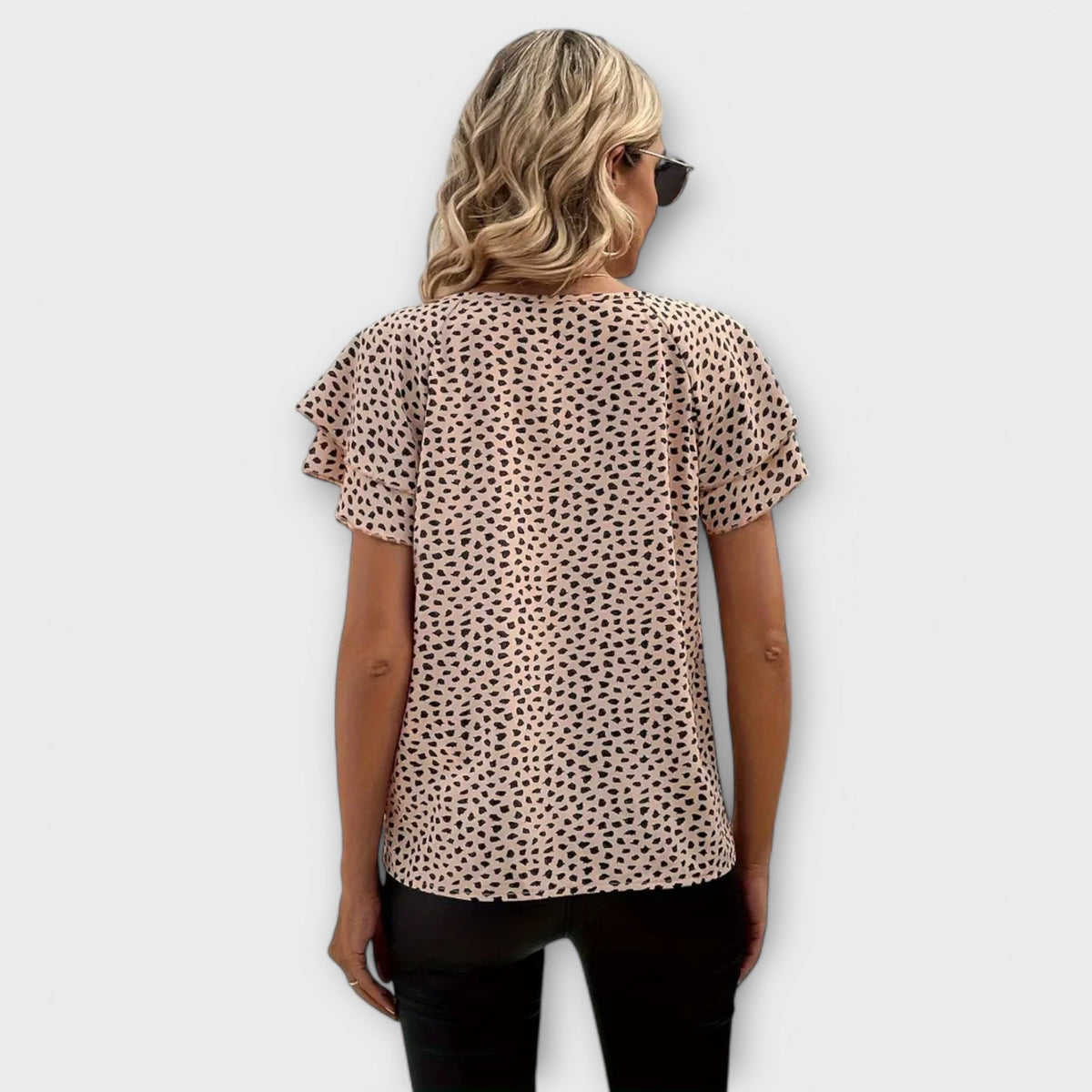 Emily - Beige Bluse mit Animal-Print