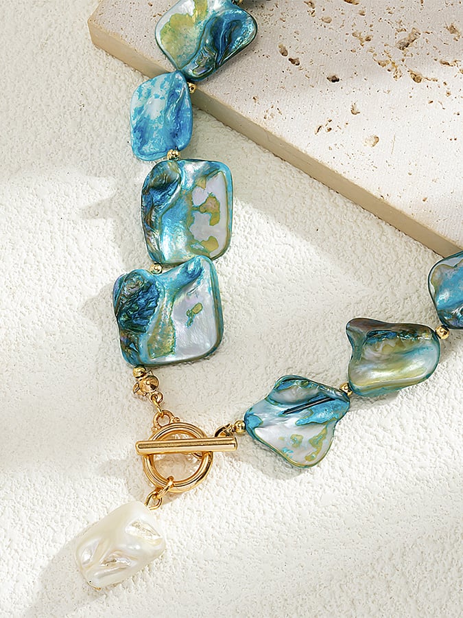 Boho Unregelmäßige Muschelkern Halskette Urlaub Retro Seestern Persönlichkeit Halskette