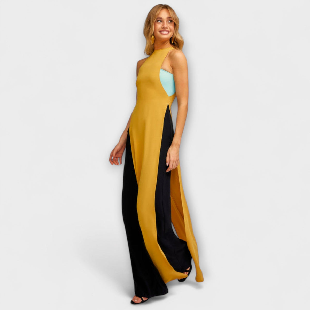Kimberly - Gelb-schwarzer Jumpsuit