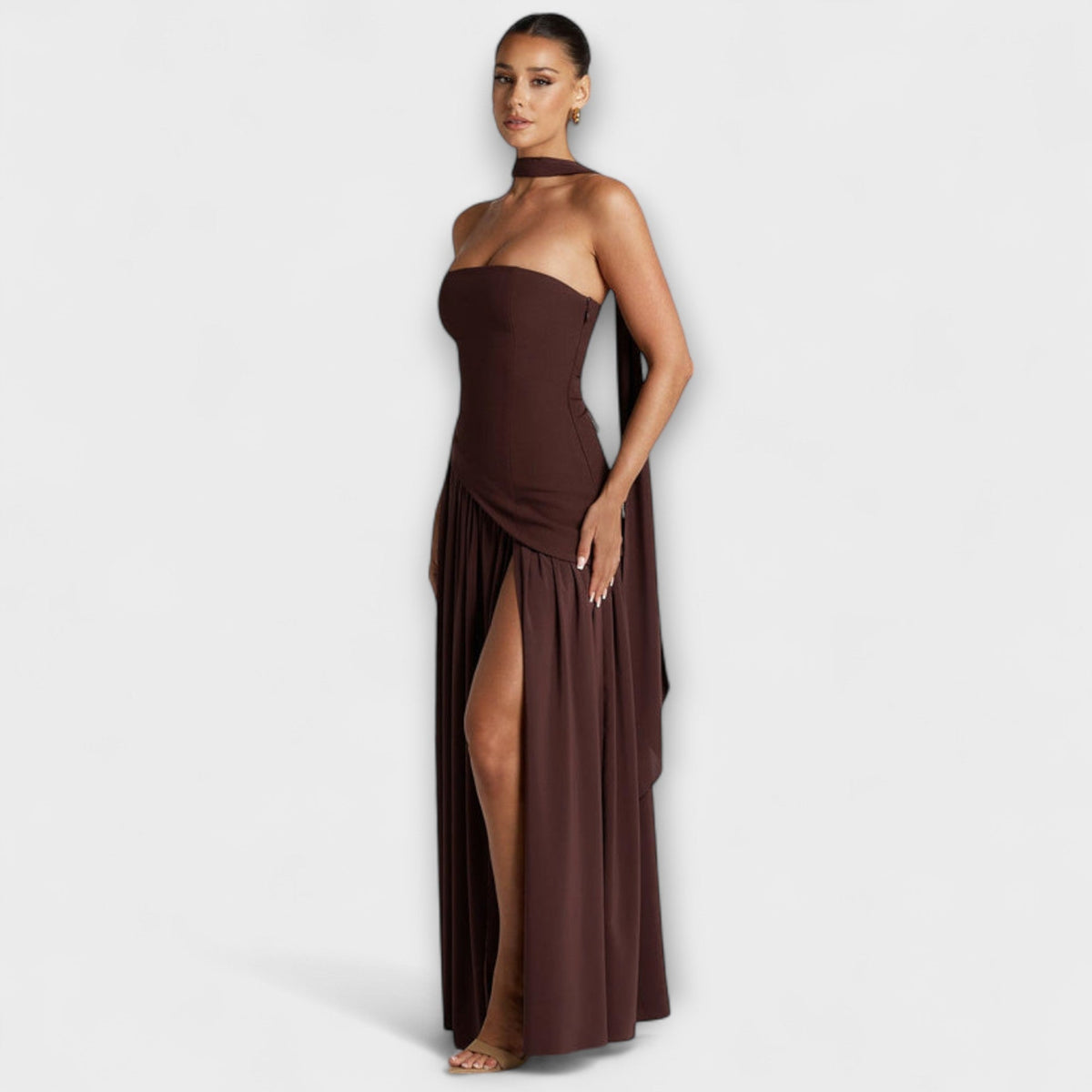 Ada - Gelbes elegantes Maxikleid mit Schlitz