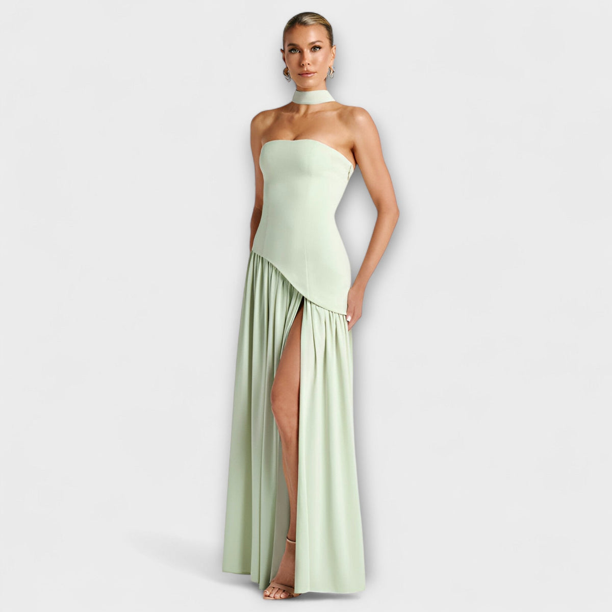 Ada - Gelbes elegantes Maxikleid mit Schlitz