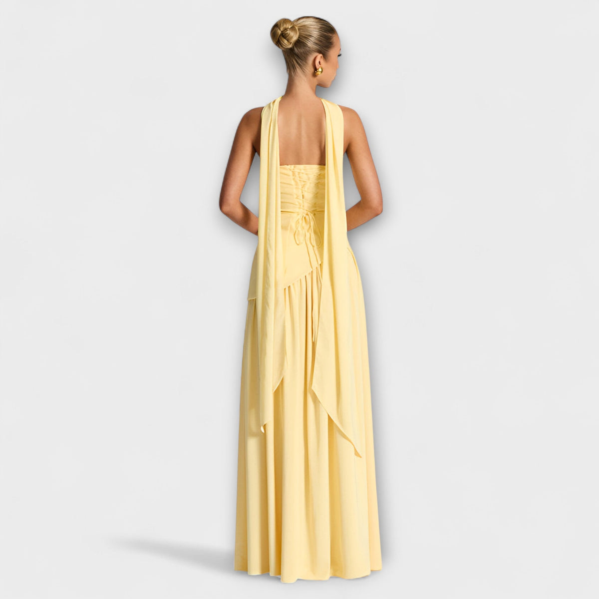 Ada - Gelbes elegantes Maxikleid mit Schlitz