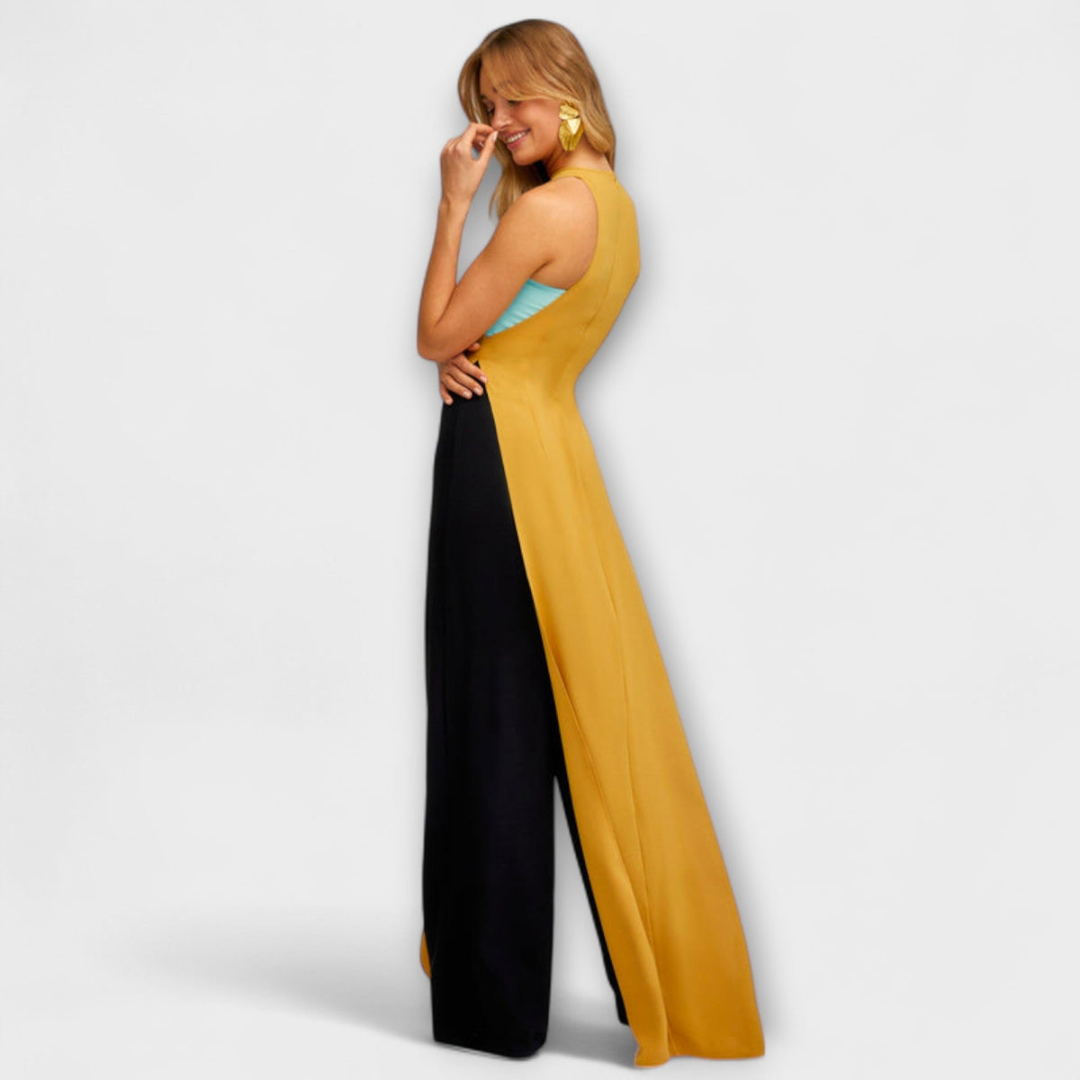 Kimberly - Gelb-schwarzer Jumpsuit