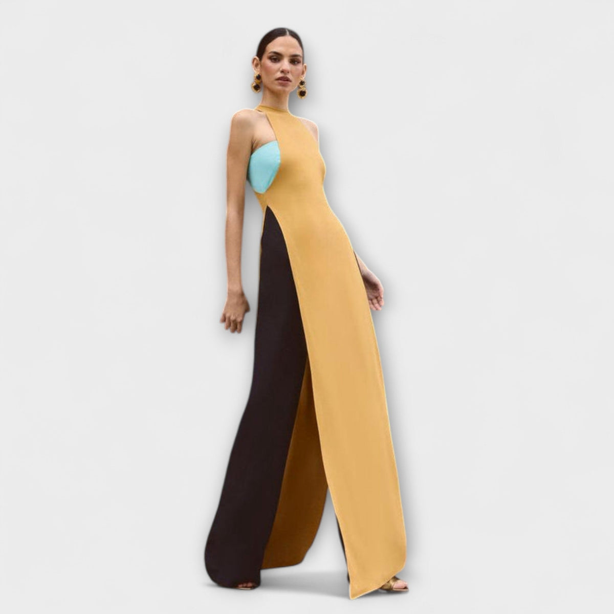 Kimberly - Gelb-schwarzer Jumpsuit