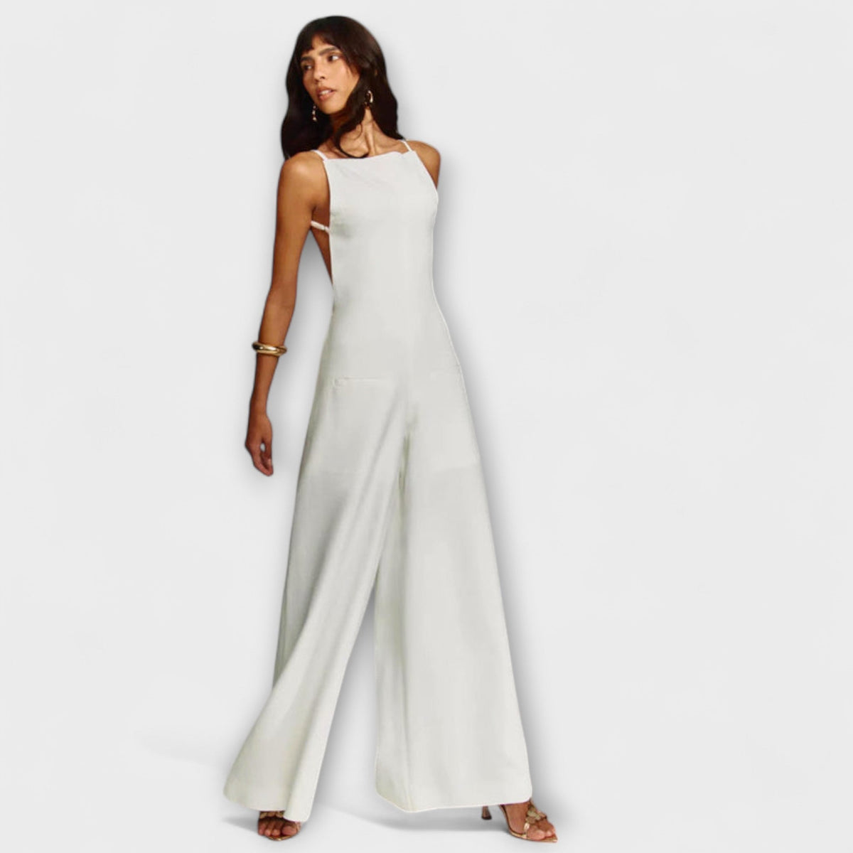Ylva - Brauner Halter-Jumpsuit