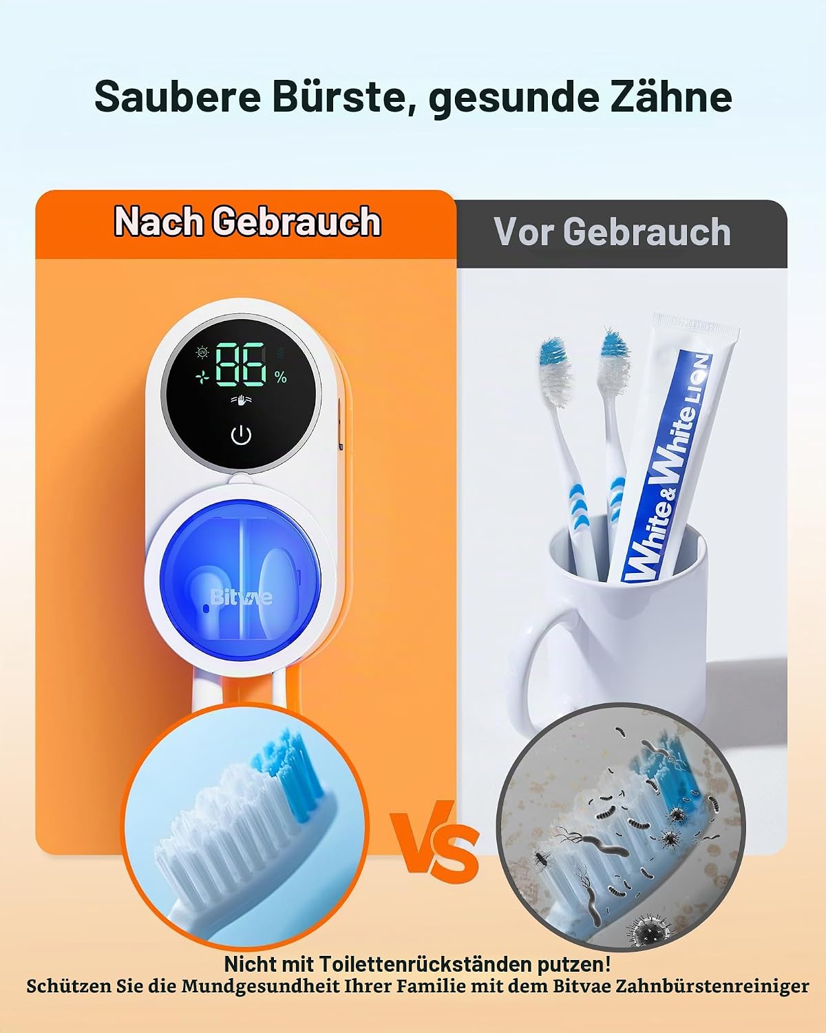 SAMIRA UV-C-Zahnbürstenhalter mit Trocknungsfunktion