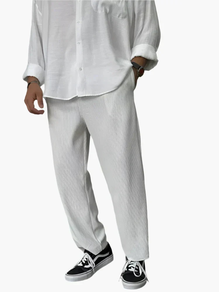 Herren Relax Fit Plissee Hose