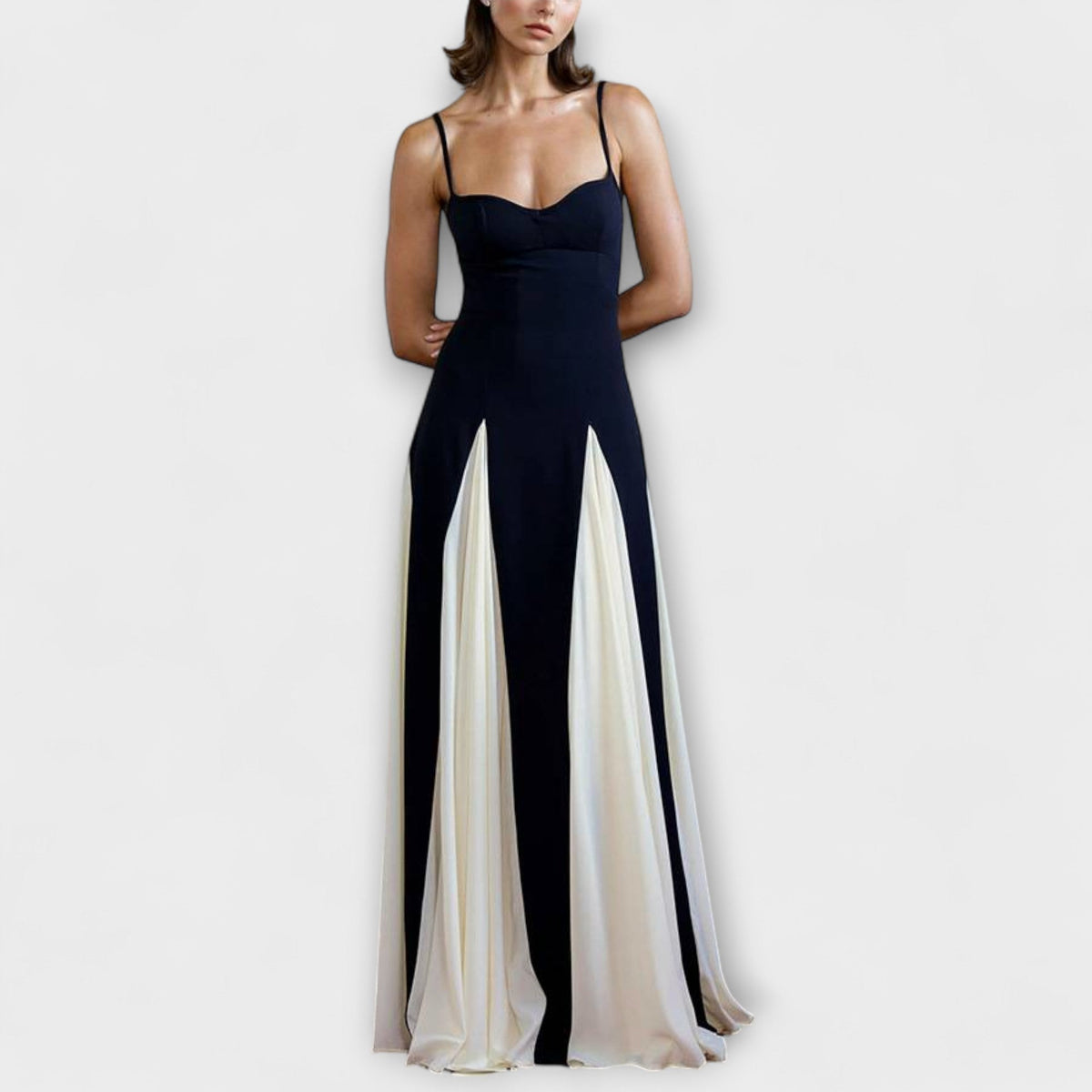 Eliza - Dunkelblauer Jumpsuit mit cremefarbenem Einsatz