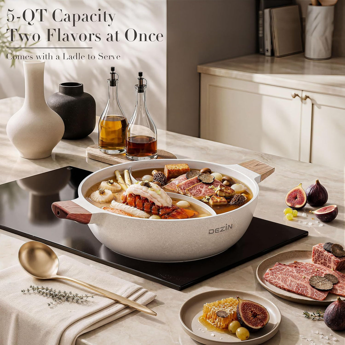 MIKA Antihaft-Hotpot mit Trennwand für zwei Brühen