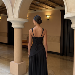 DANTHE Maxikleid Detail Schalkragen