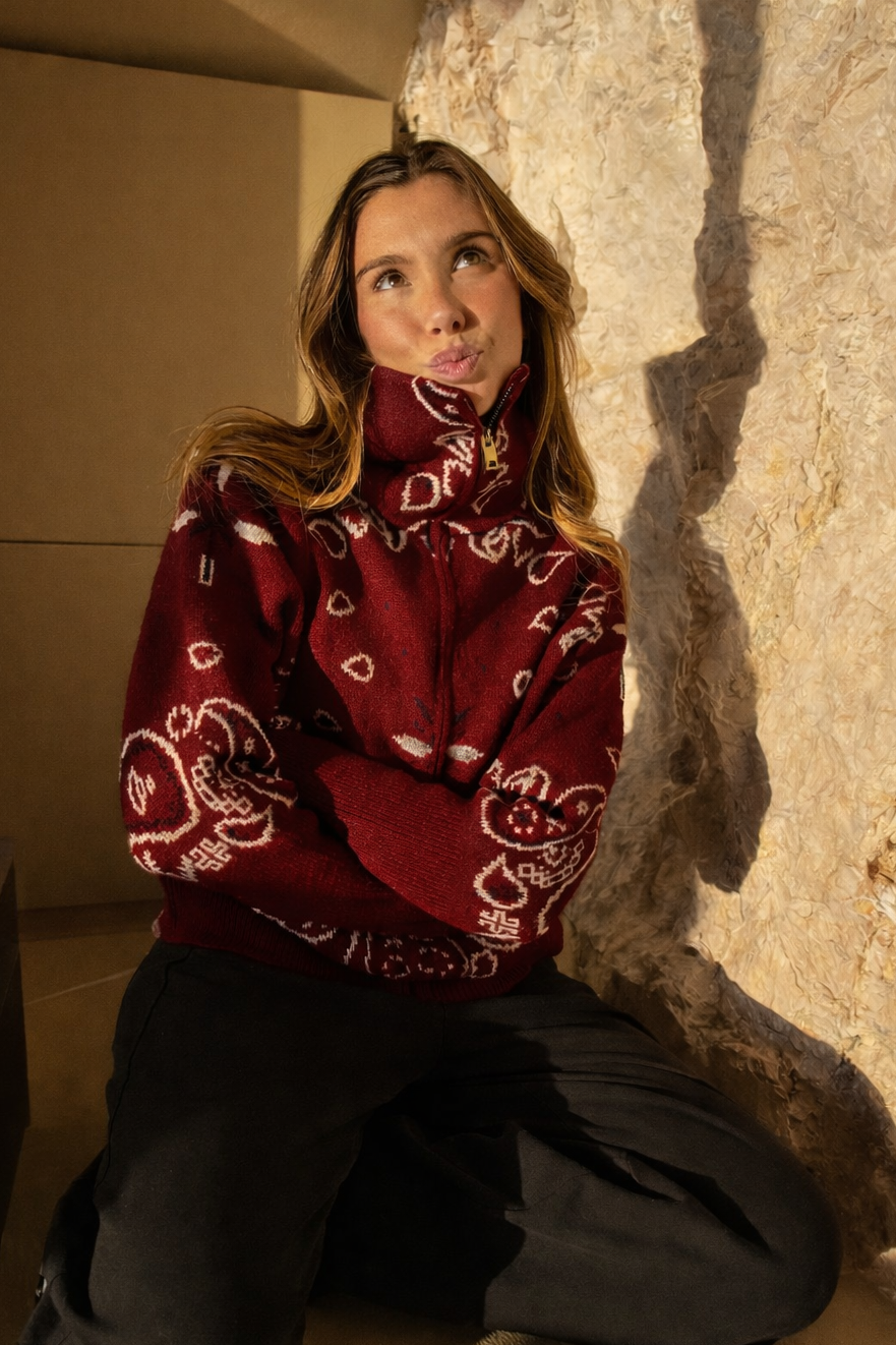 DAVINA Paisley-Strickjacke Vorderansicht