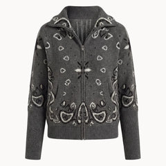 DAVINA Paisley-Strickjacke Detail Bündchen
