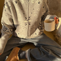 DAVINA Paisley-Strickjacke Strickstruktur