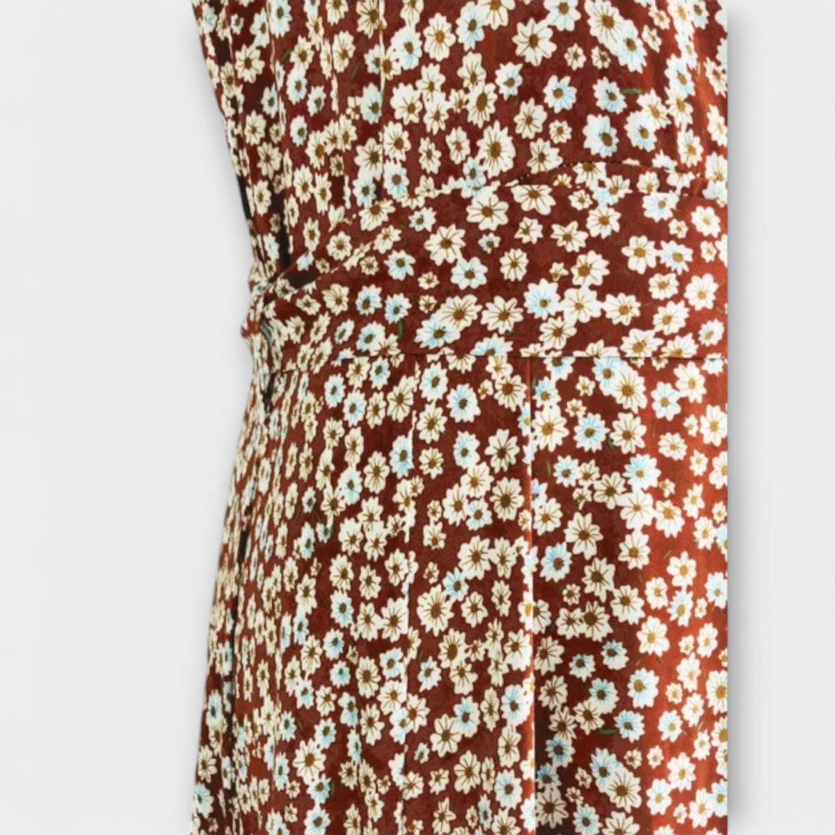 Serephina - Beiges Boho-Maxikleid mit Print