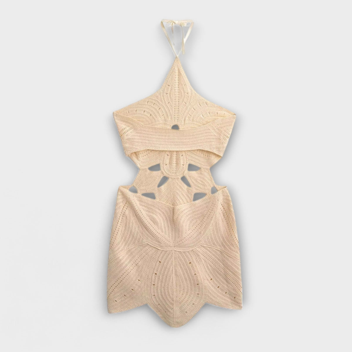 Ranyra - Elegantes cremefarbenes Häkelkleid