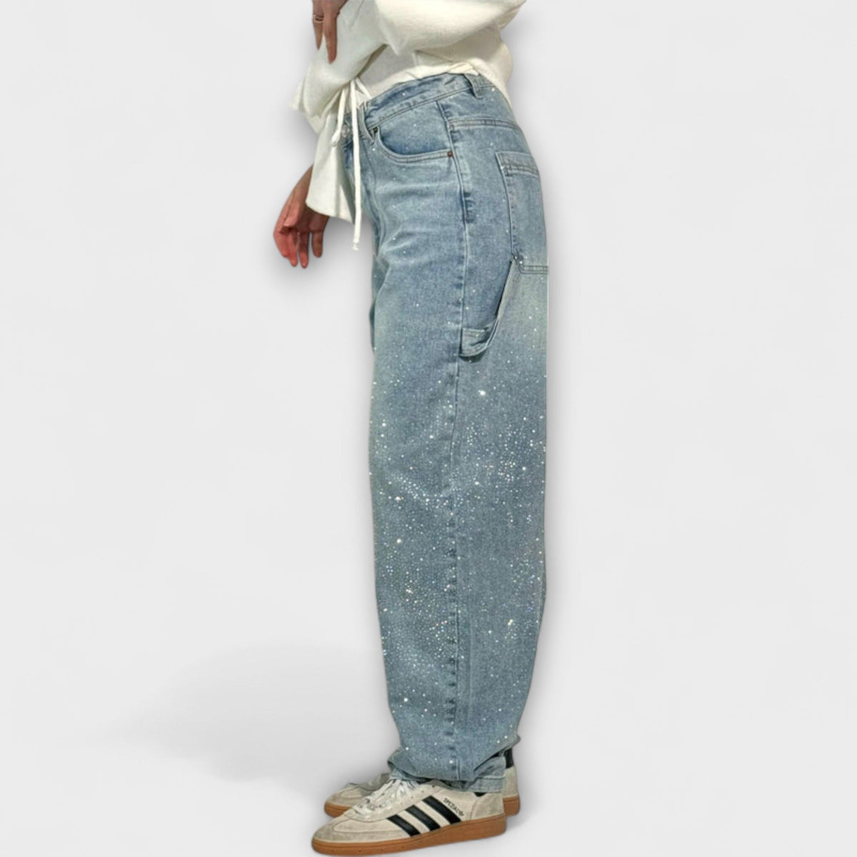 Gertrud - Glitzer-Jeans im Ballonschnitt