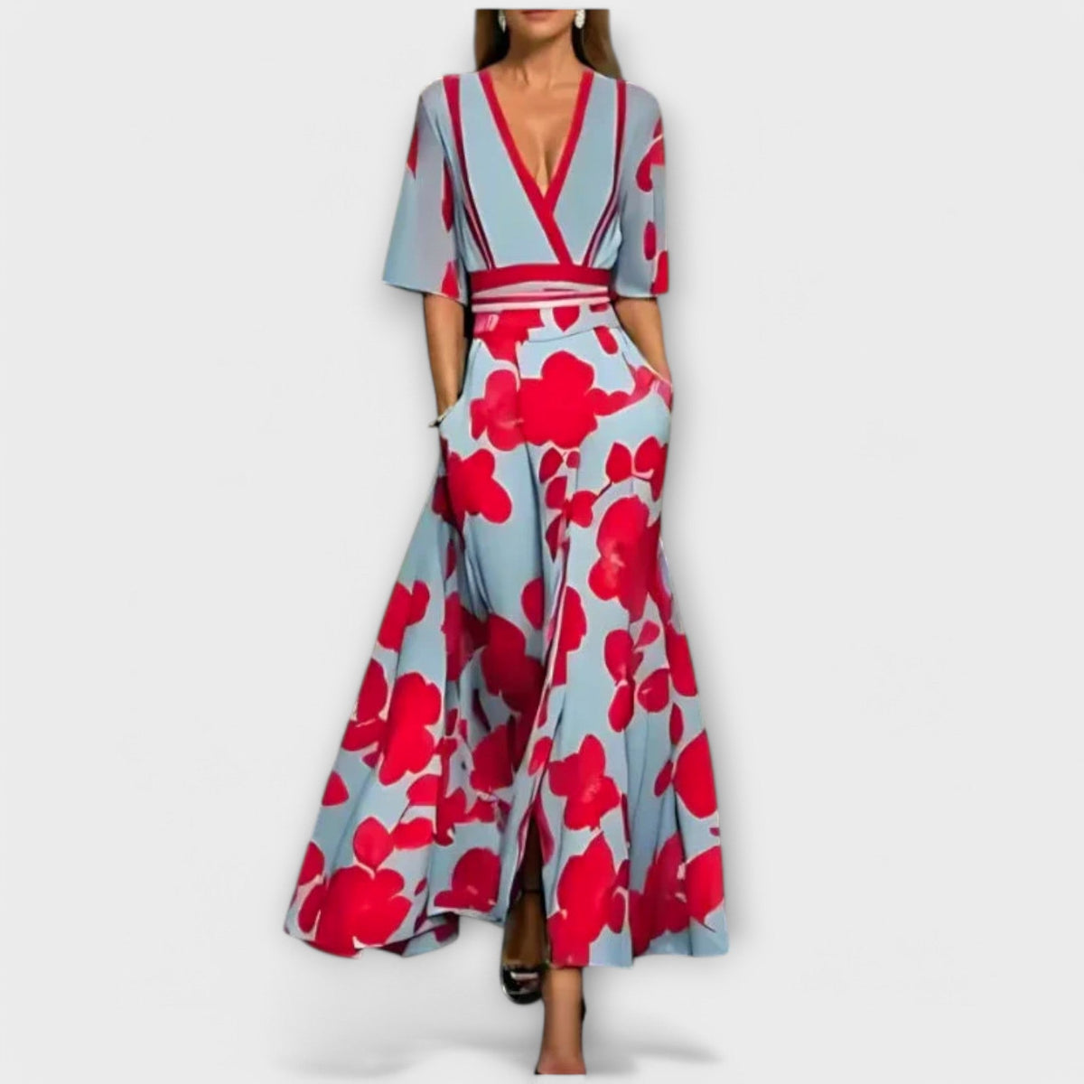 Elise - Buntes Etuikleid mit Rosenmuster