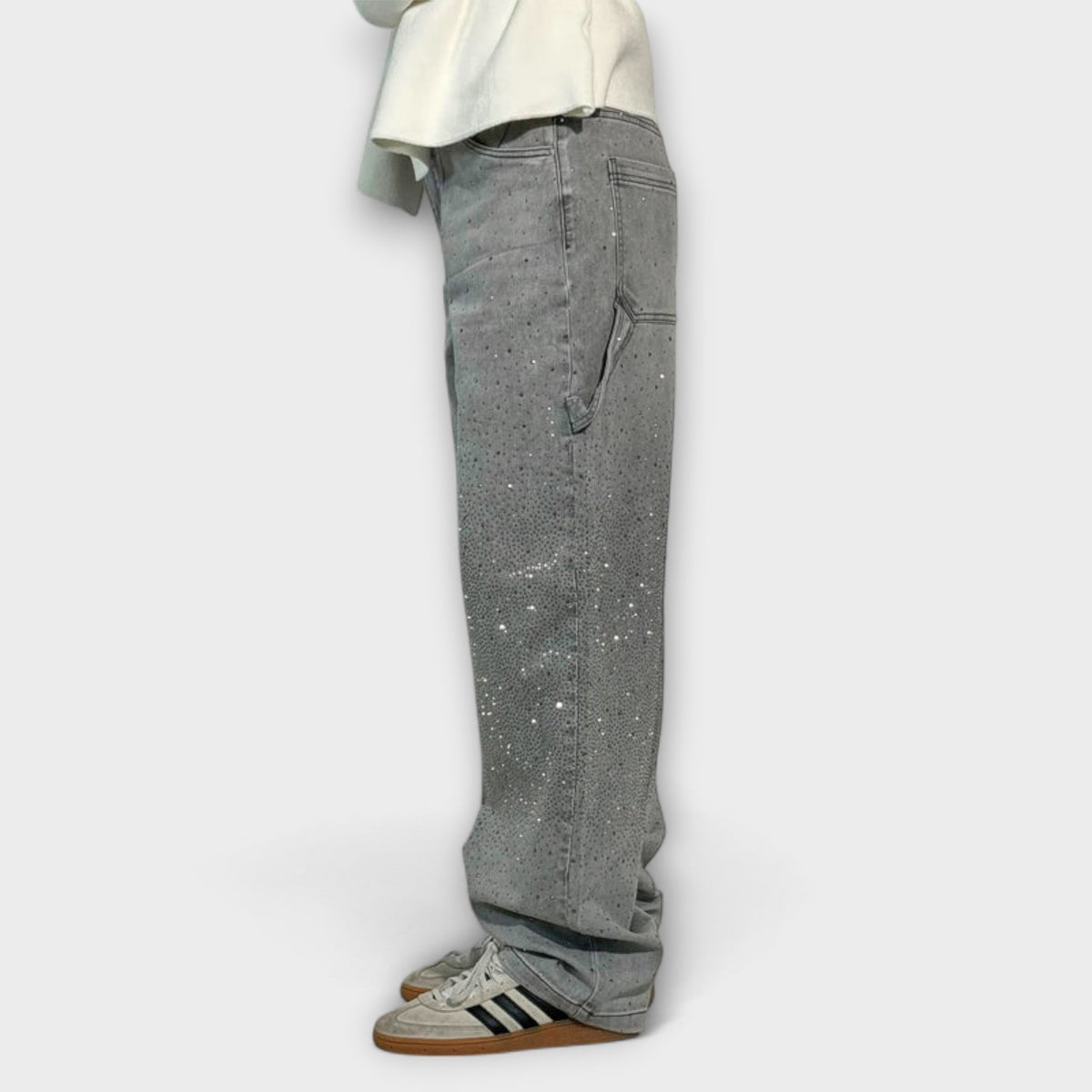 Gertrud - Glitzer-Jeans im Ballonschnitt