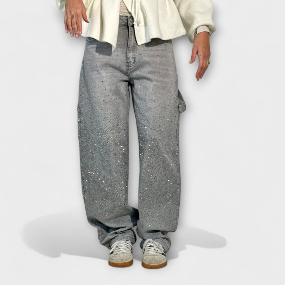 Gertrud - Glitzer-Jeans im Ballonschnitt
