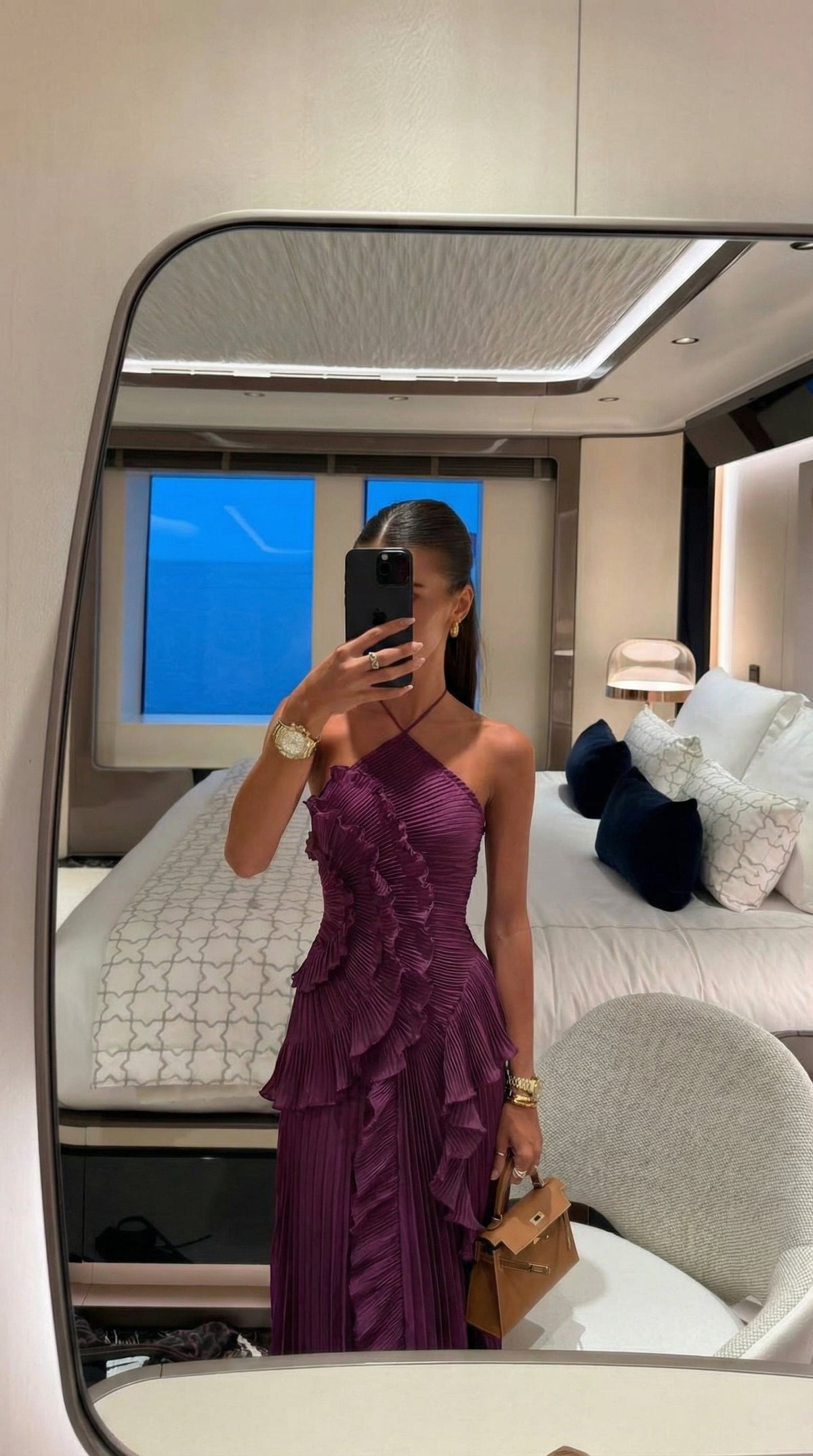SAMARA Maxikleid Detail Plissee und Volants