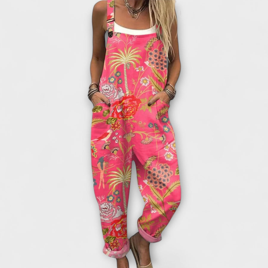 Solaya - Pinke Latzhose mit Tropenmuster