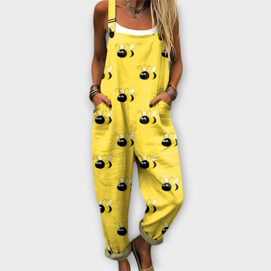 Melina - Gelbe Latzhose mit Schwalbenmotiv