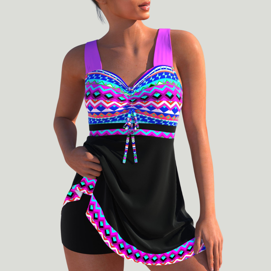 Eugenie - Tankini mit Rock und geometrischem Print