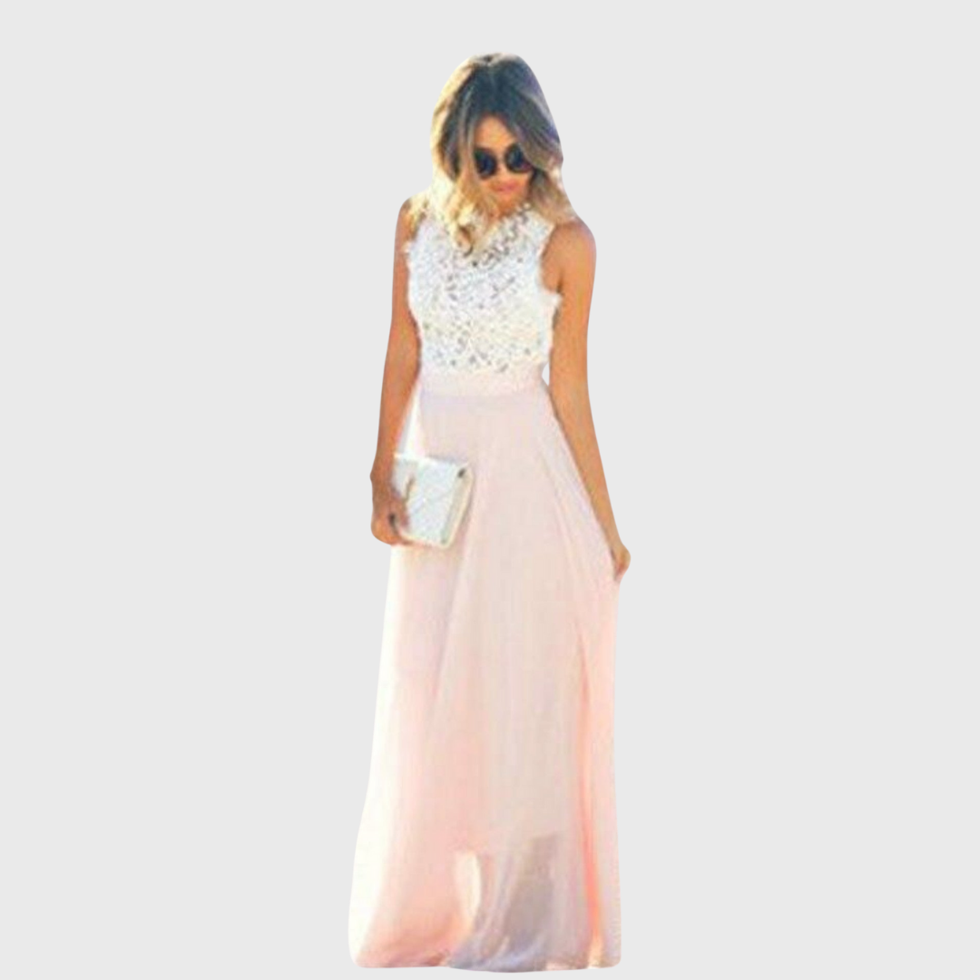 Vezza - Rosa Sommerkleid mit Spitzenoberteil