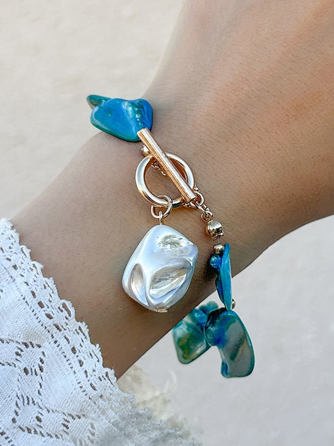 Boho Unregelmäßige Muschelkern Halskette Urlaub Retro Seestern Persönlichkeit Halskette