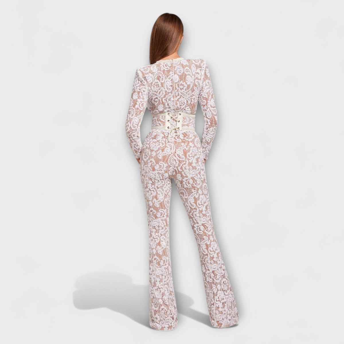 Theresia - Weisser Spitzen-Jumpsuit mit Korsett
