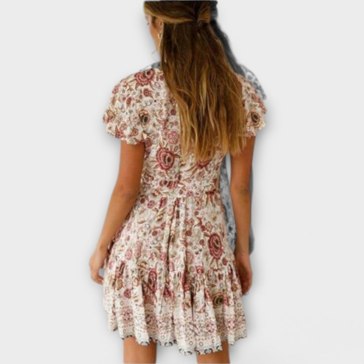 Amina - Kurzes Boho-Kleid mit Blütenmuster