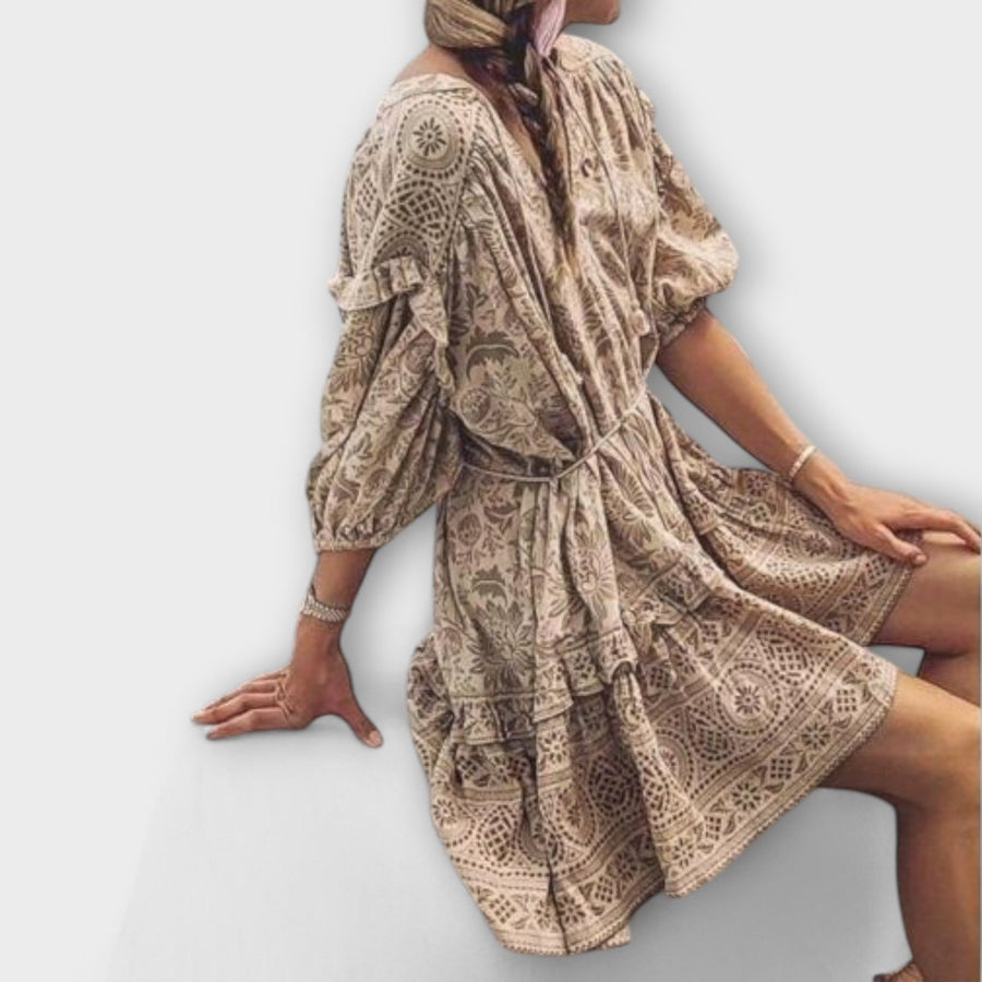 Miliani - Goldenes Boho-Kleid mit Volants