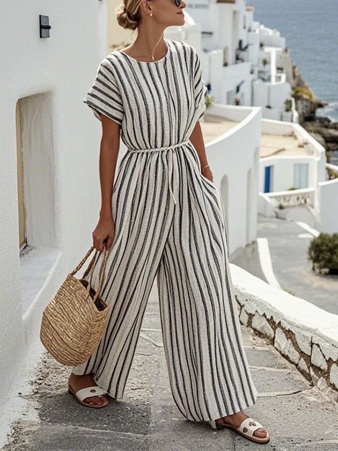 Damen Kontraststreifen Jumpsuit