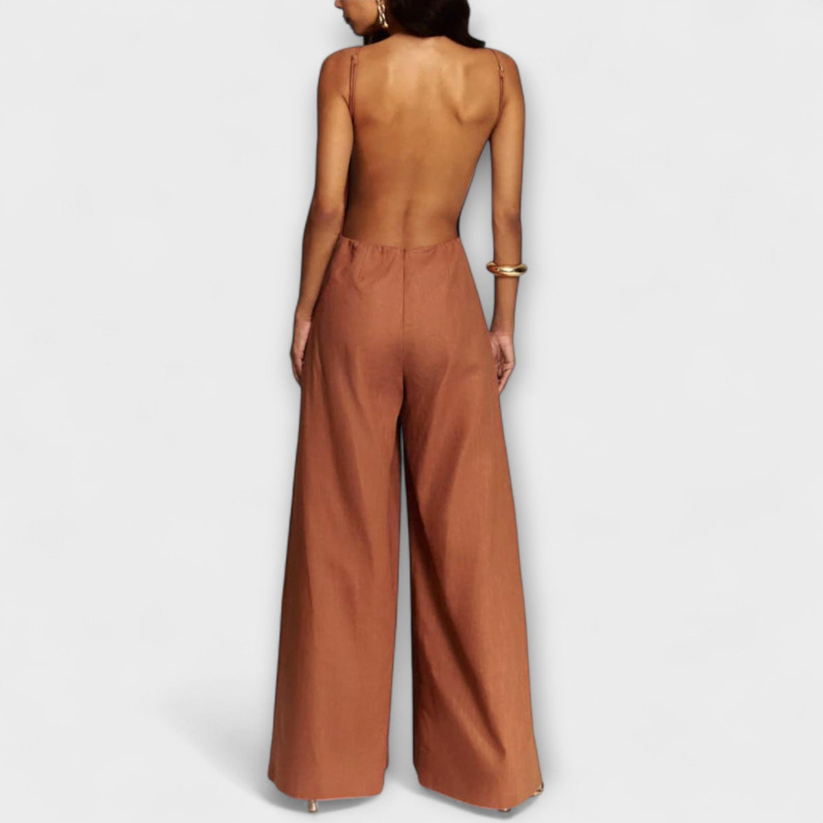 Ylva - Brauner Halter-Jumpsuit