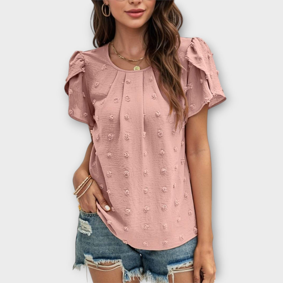 Charlotte - Bordeauxrote Polka-Dot-Bluse
