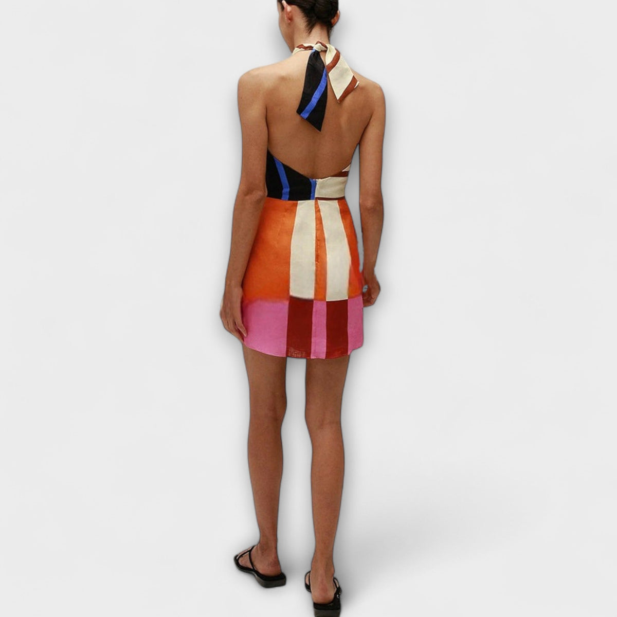 Jeniah - Mini-Kleid mit Neckholder und Farbblöcken