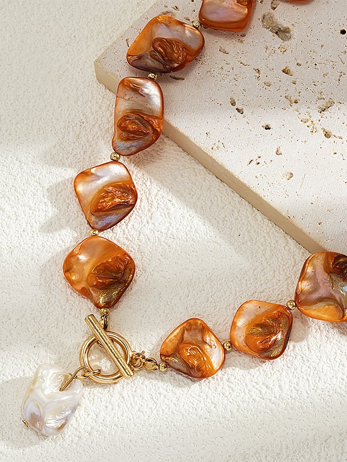 Boho Unregelmäßige Muschelkern Halskette Urlaub Retro Seestern Persönlichkeit Halskette