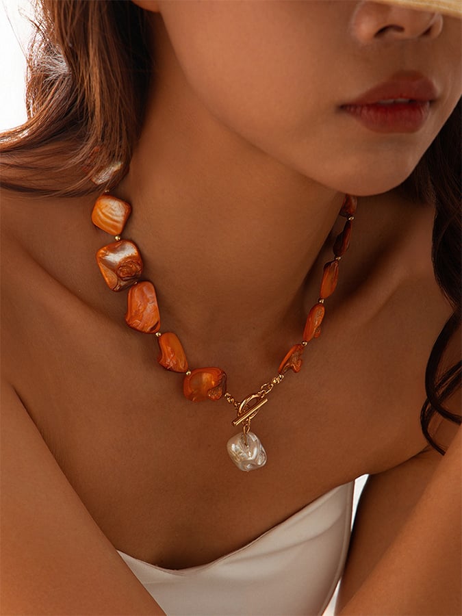 Boho Unregelmäßige Muschelkern Halskette Urlaub Retro Seestern Persönlichkeit Halskette