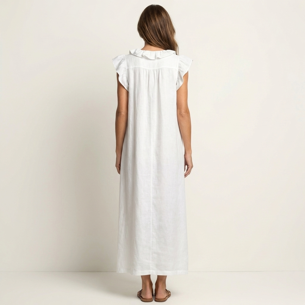 JOSETTE | ELEGANTES RÜSCHEN V-AUSSCHNITT MAXIKLEID