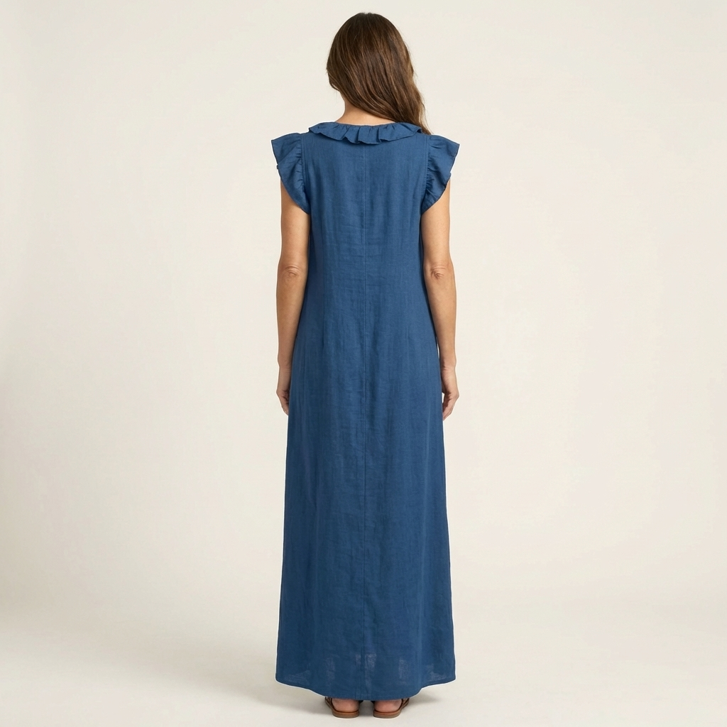 JOSETTE | ELEGANTES RÜSCHEN V-AUSSCHNITT MAXIKLEID