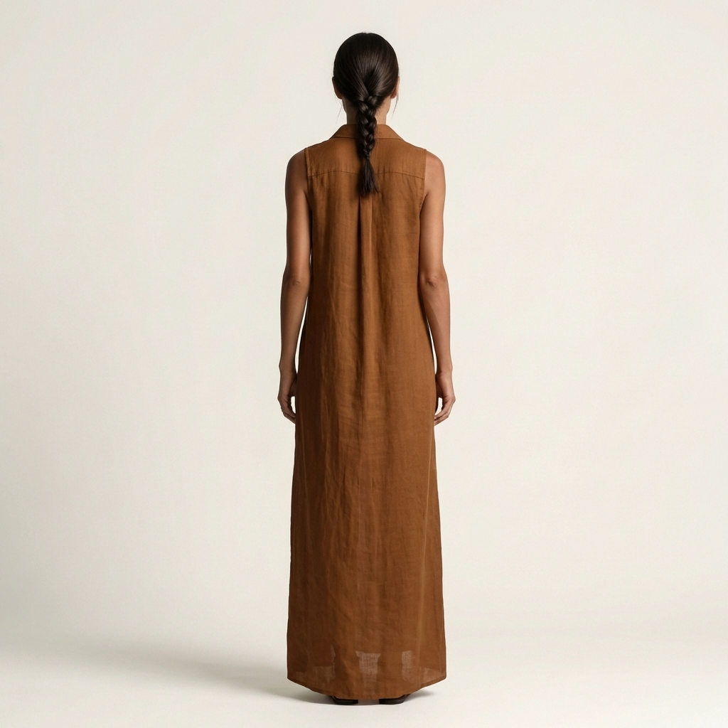 VALENTINA | HOODIE MIT KNOPF-VORNE ÄRMELLOSEM LEINEN MAXIKLEID