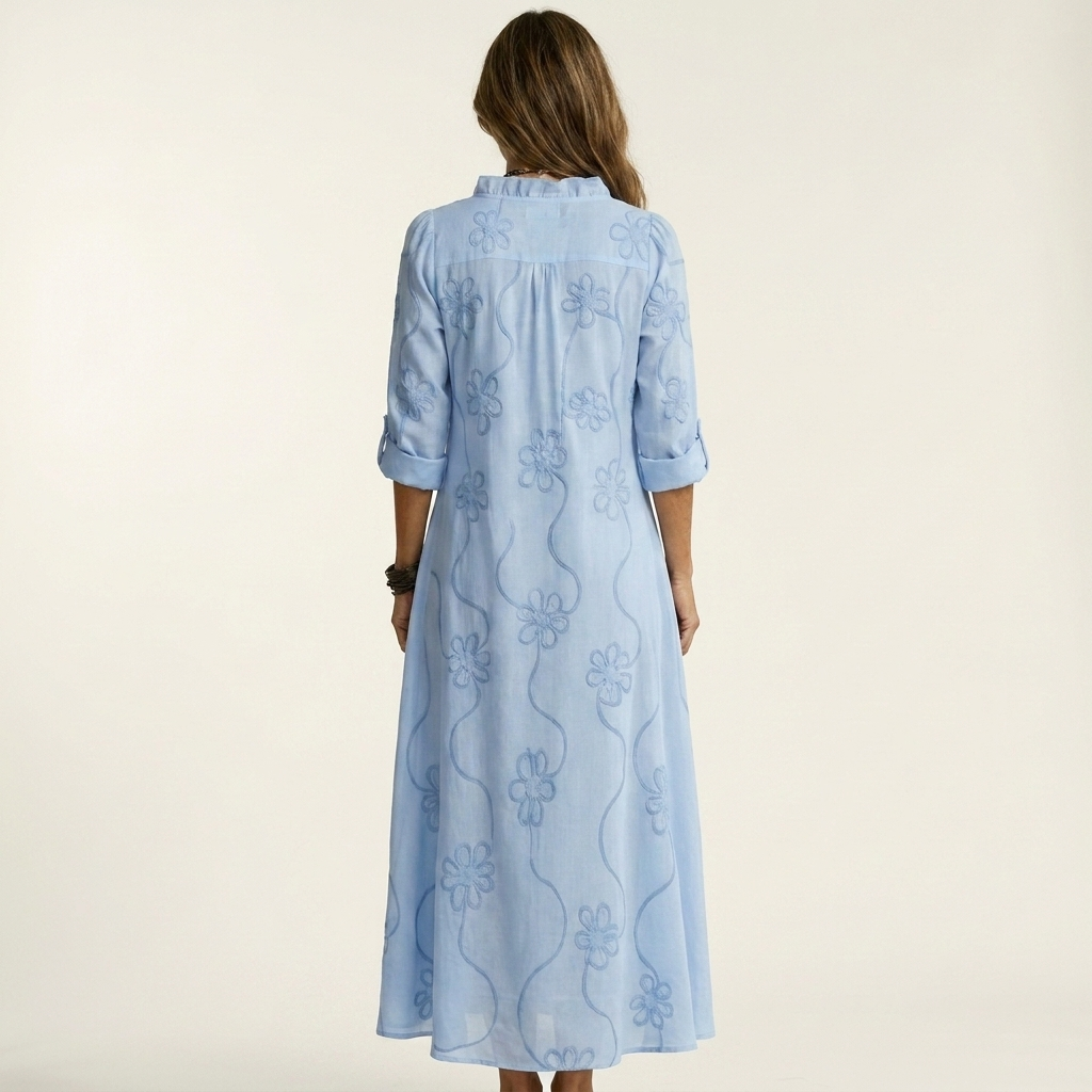 ODALYS | MAXIKLEID MIT TONALEN BLUMENSTICKEREIEN