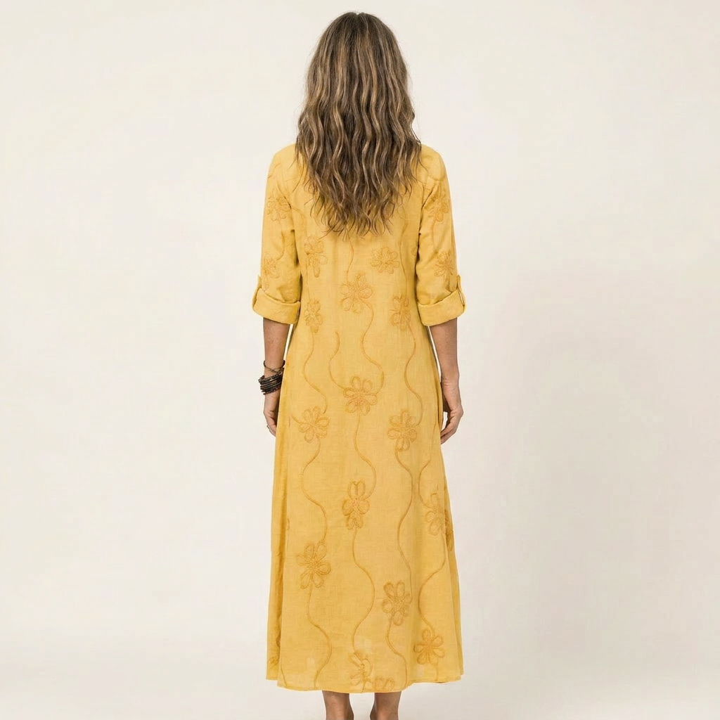 ODALYS | MAXIKLEID MIT TONALEN BLUMENSTICKEREIEN