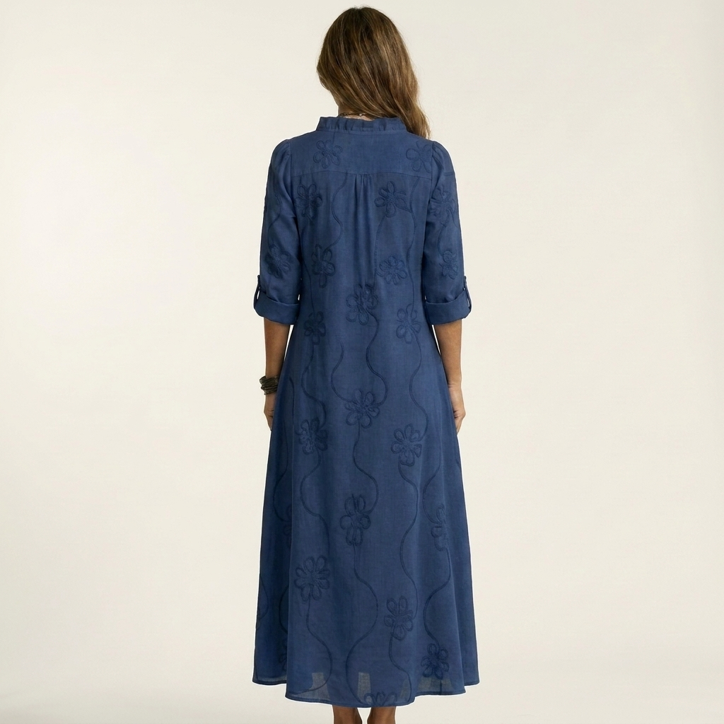 ODALYS | MAXIKLEID MIT TONALEN BLUMENSTICKEREIEN