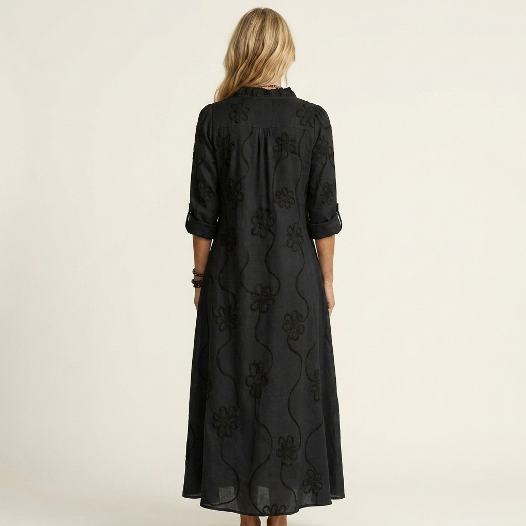 ODALYS | MAXIKLEID MIT TONALEN BLUMENSTICKEREIEN