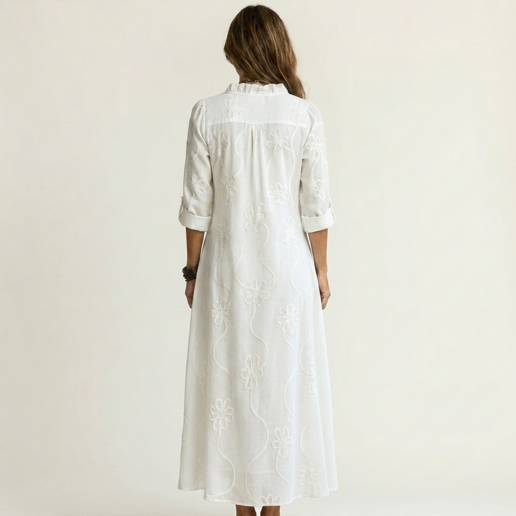 ODALYS | MAXIKLEID MIT TONALEN BLUMENSTICKEREIEN