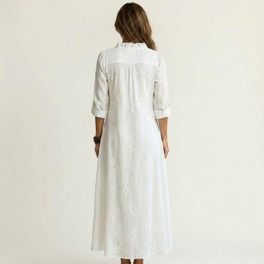 ODALYS | MAXIKLEID MIT TONALEN BLUMENSTICKEREIEN