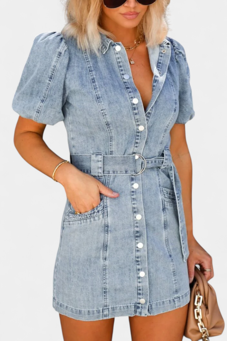 Orlena Mini-Kleid aus gewaschenem Denim