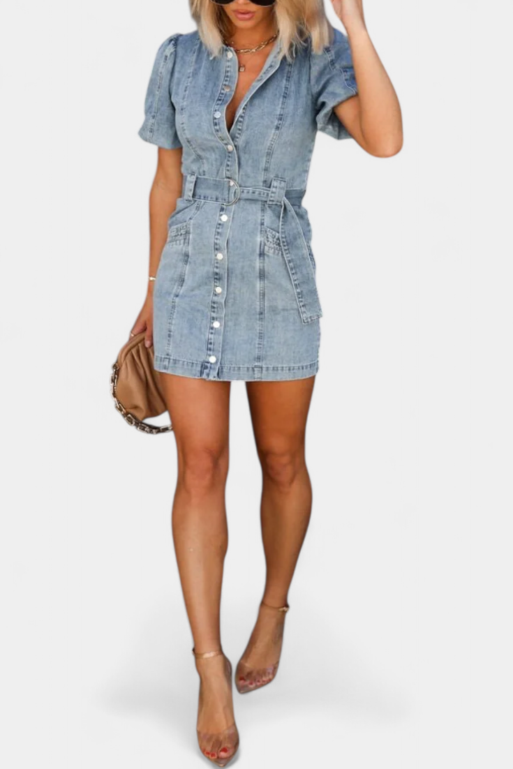 Orlena Mini-Kleid aus gewaschenem Denim