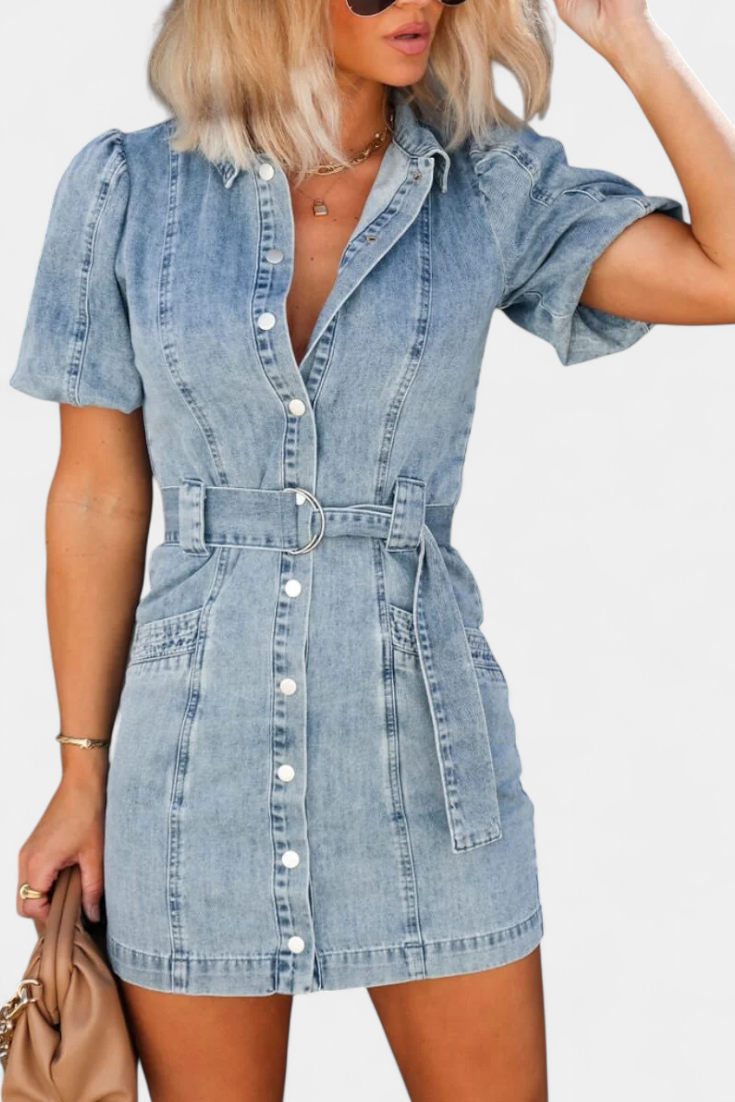 Orlena Mini-Kleid aus gewaschenem Denim